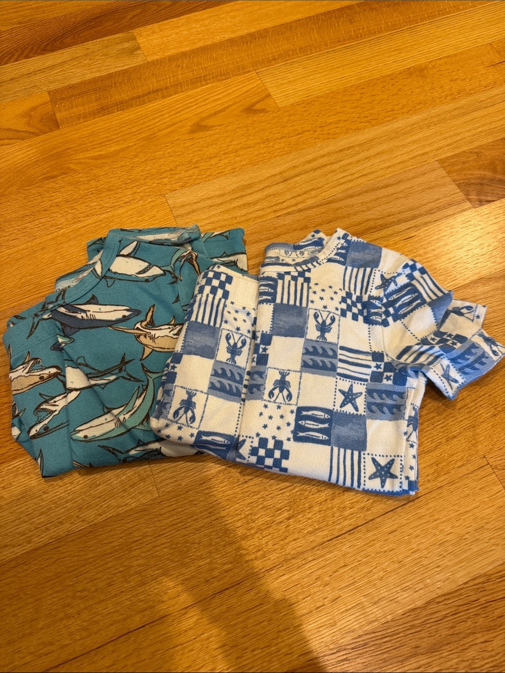 Cat & Jack Blue Shark and Blue-White Nautical Pajama Set